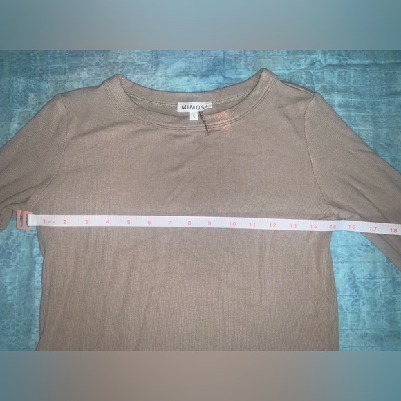 Mimosa Ribbed Long Sleeve Crop Top Beige/Tan - Large - Picture 4 of 10